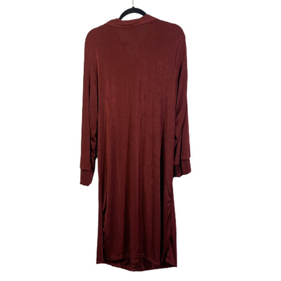 ASHLEY STEWART Red Rust‎ Ruched Velour Midi Shirt Dress - NWT - Picture 8 of 10